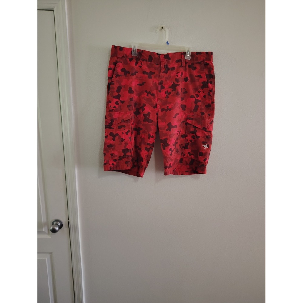 LRG Classic C47 Fit Mens Red Camo Cargo Shorts Size 38 Ripstop Camouflage Street
